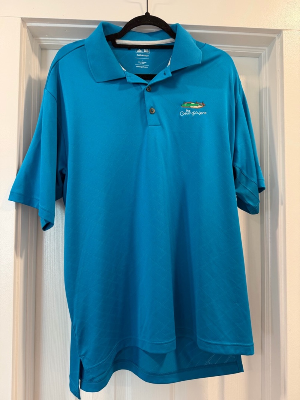 Adidas Men's Blue Performance Golf Polo with Embroidered The Couer d’Alene Logo